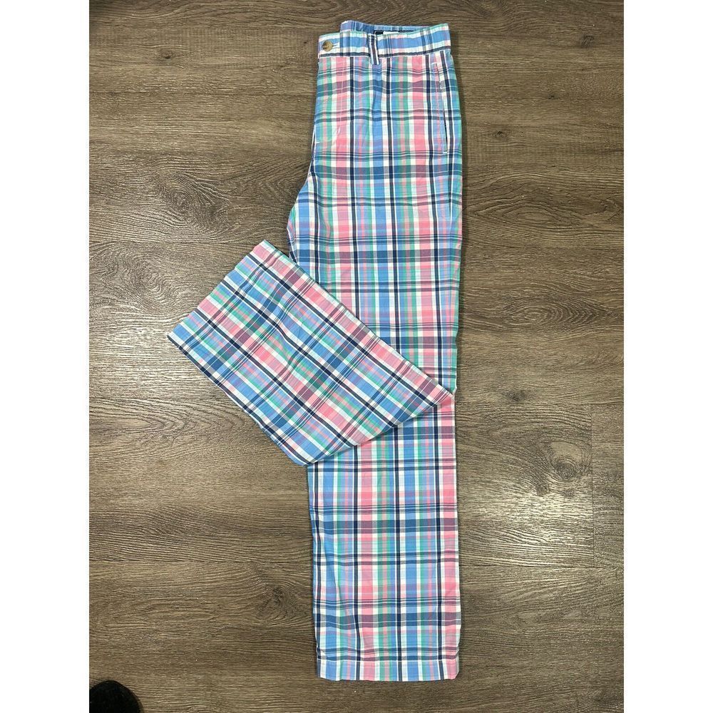 Vineyard Vines Checked Plaid Pants Multi-Color Cotton Size 16